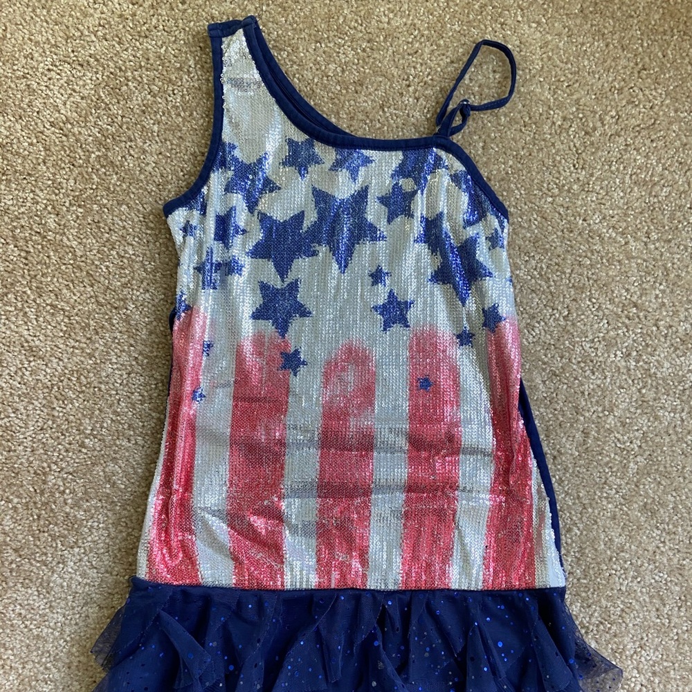 Justice red, white, blue sequin dress